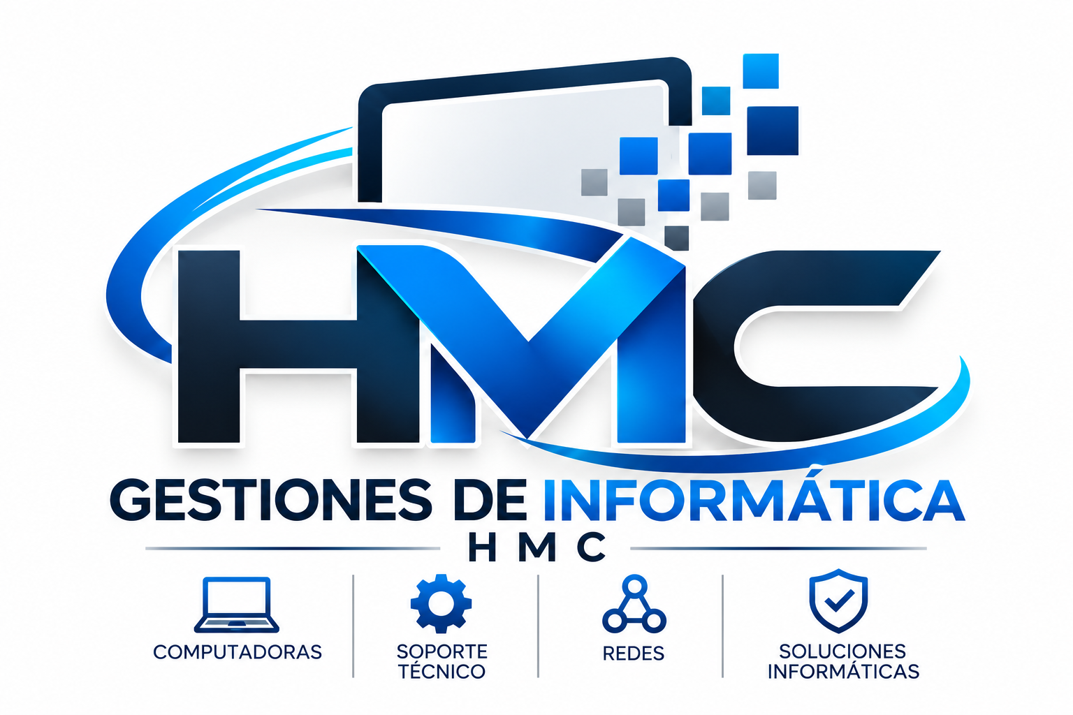 Logo de Gestiones de Informática HMC: computadoras, soporte técnico, redes y soluciones informáticas